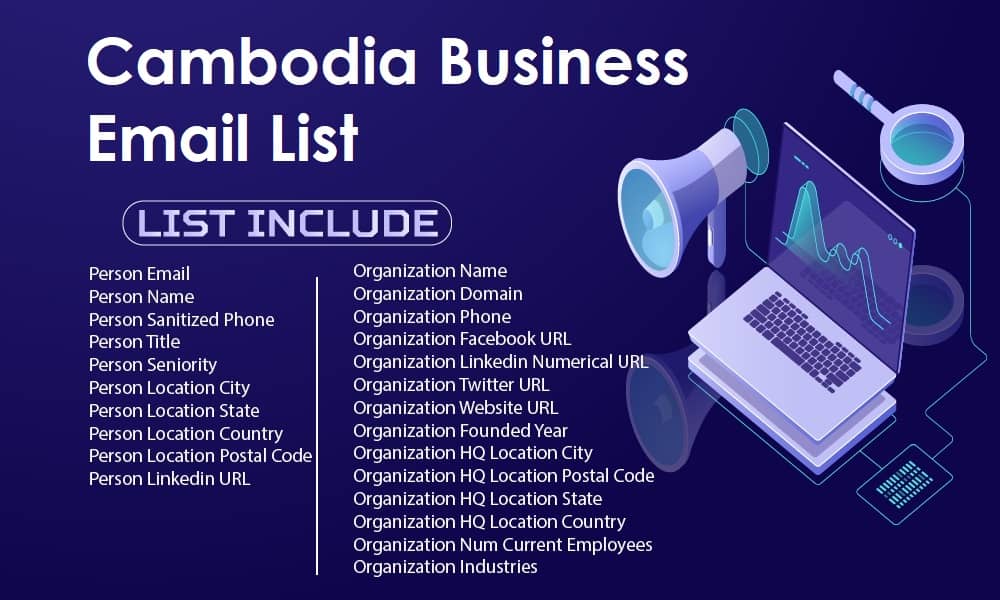 كمبوديا بيانات البريد الإلكتروني للأعمال