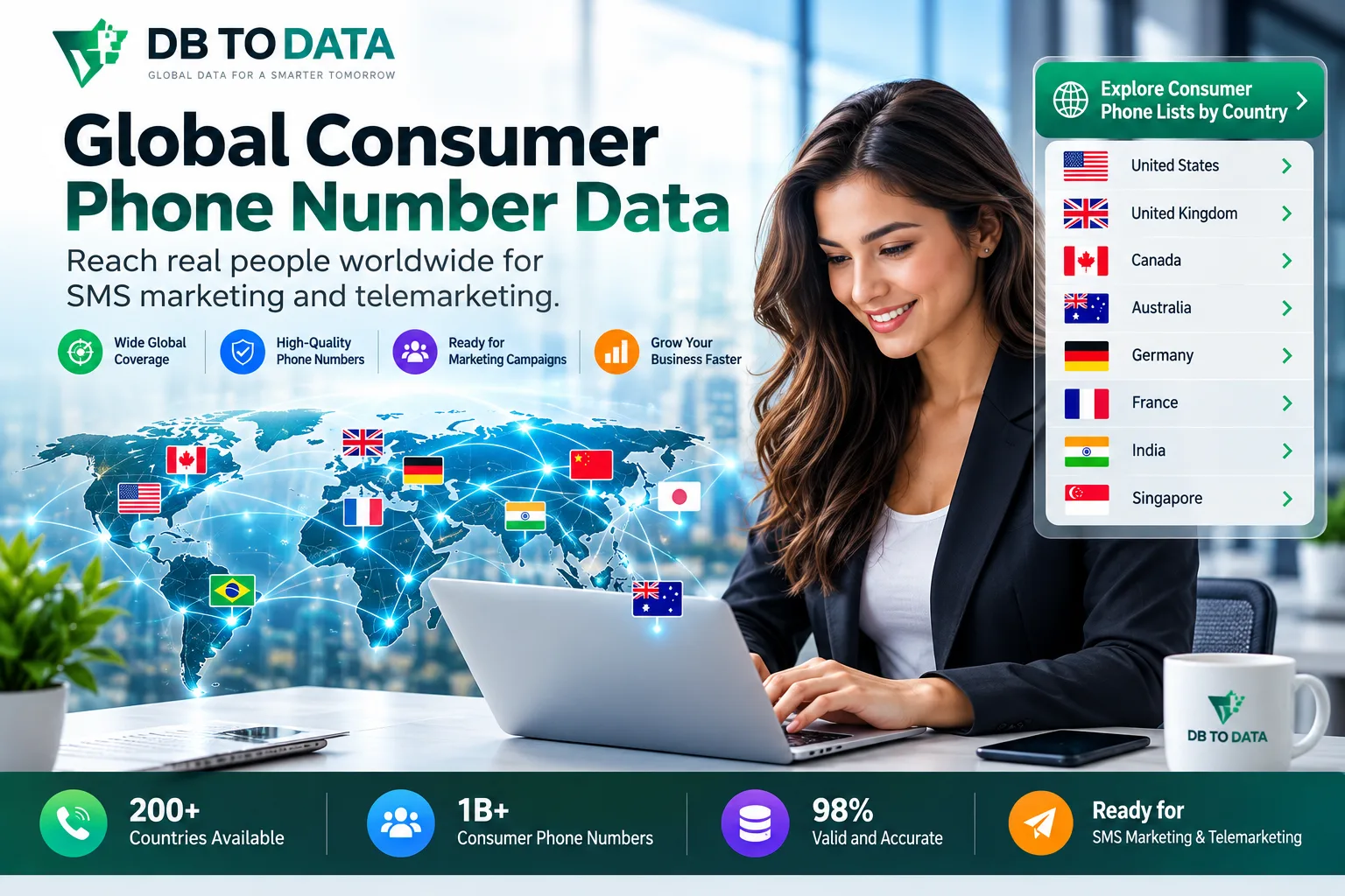 DB TO DATA global consumer phone number database for SMS marketing and telemarketing